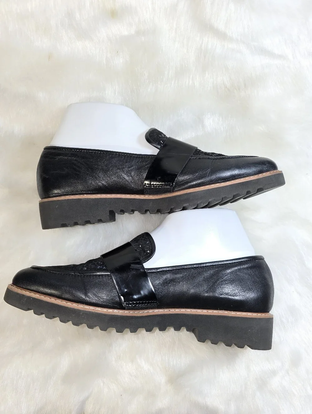 Hologen Emily Womens Leather Slip-On Loafer with Patent & Snakeskin Accents